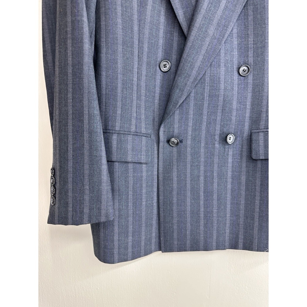 VTG 80s Alexander Julian SIZE 12 Pinstripe Navy Double Breasted 100% Wool USA - Picture 3 of 16